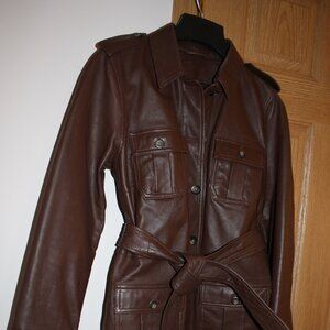 Women's Tommy Bahama Chocolate Brown Leather Coat size Medium